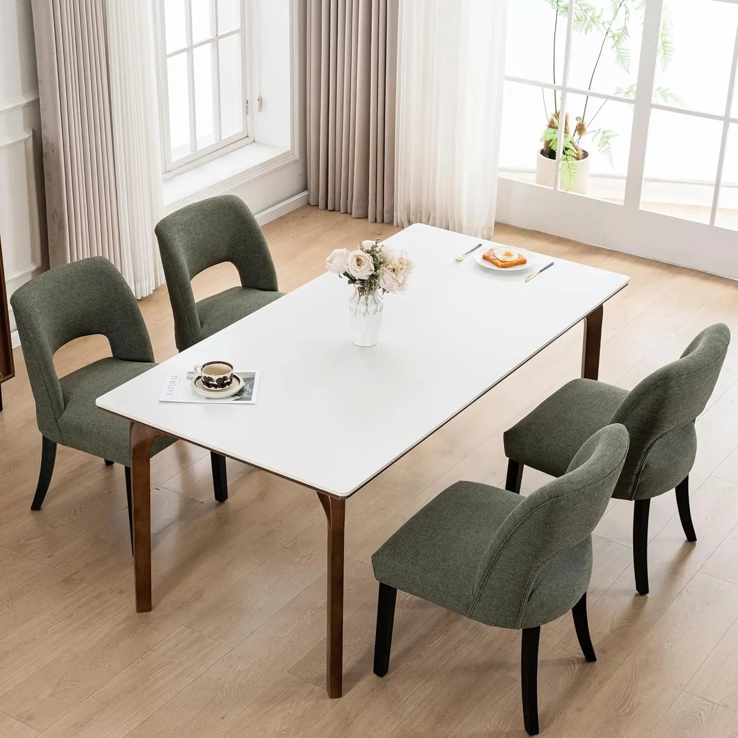 Wooden Upholstered Dining Chairs Set of 4