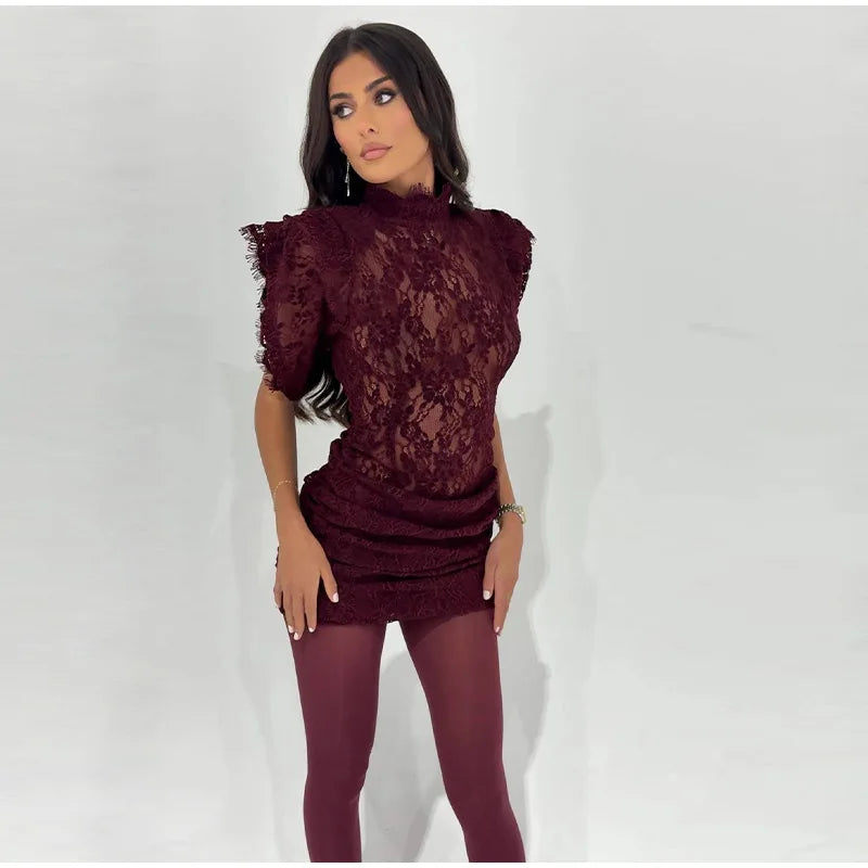 Fly Sleeve O-neck Evening Solid Dresses