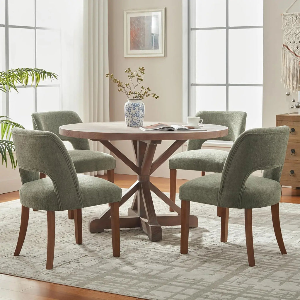 Wooden Upholstered Dining Chairs Set of 4