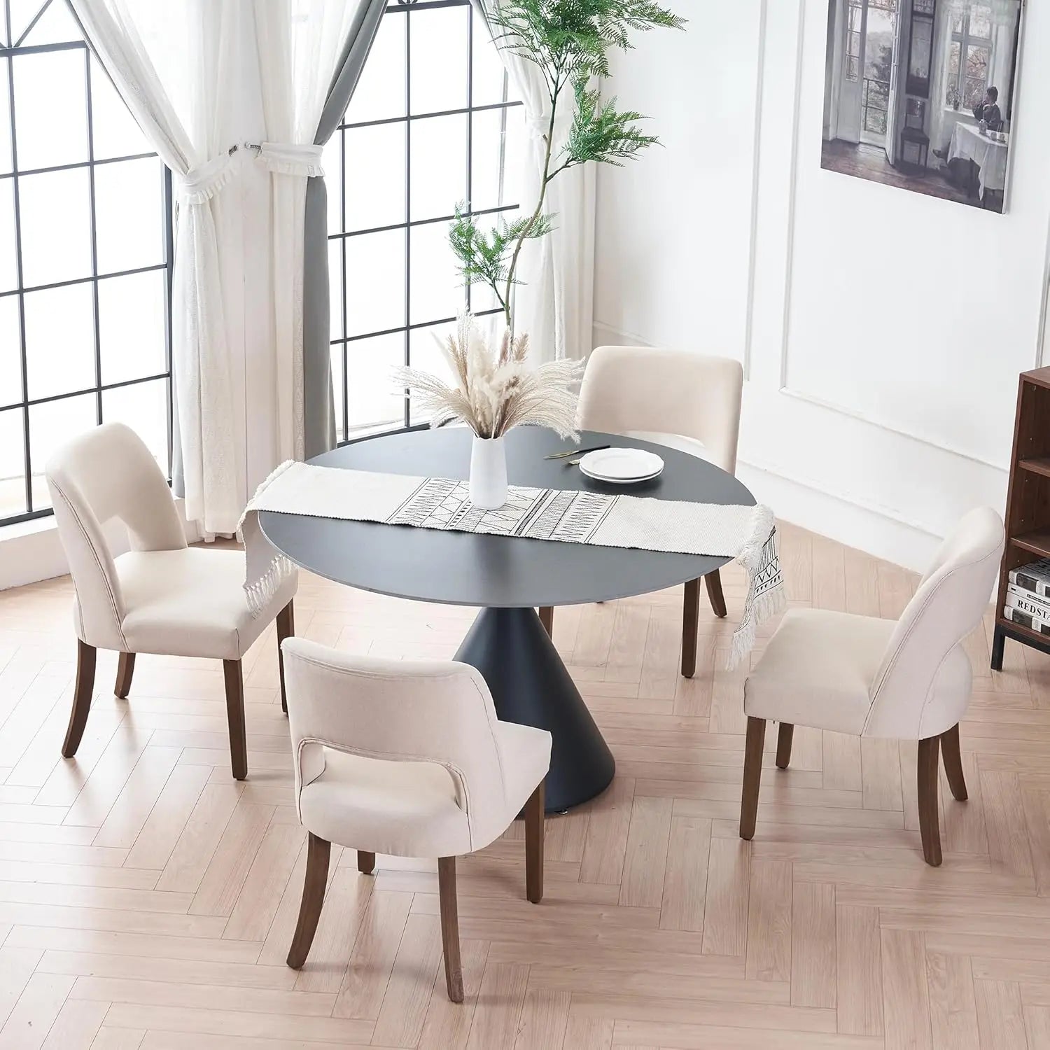 Wooden Upholstered Dining Chairs Set of 4