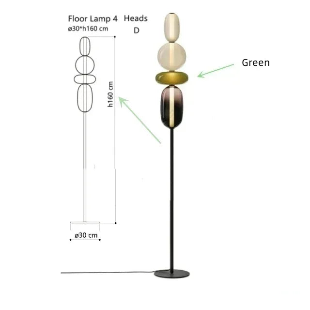 Modern Italian Colored Glass LED Floor Light