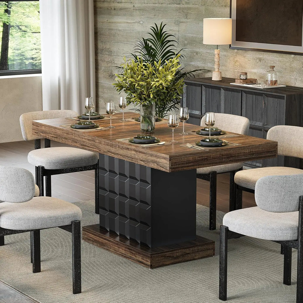 Modern Rectangular Dining Table for 4-6