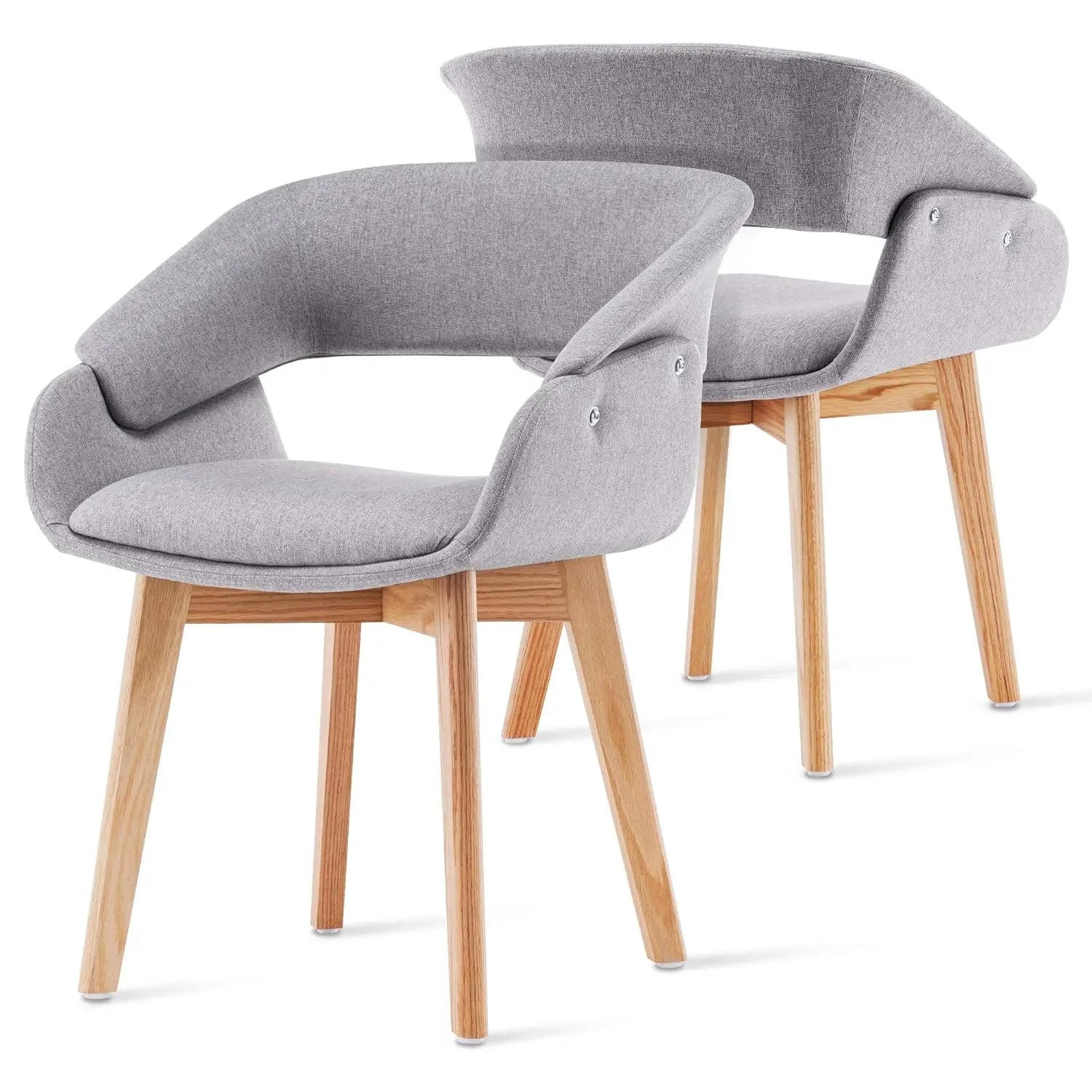 Dining Chairs Set of 2, Modern Upholstered Kitchen Chairs with Fabric Cushion and Solid Wood Legs.