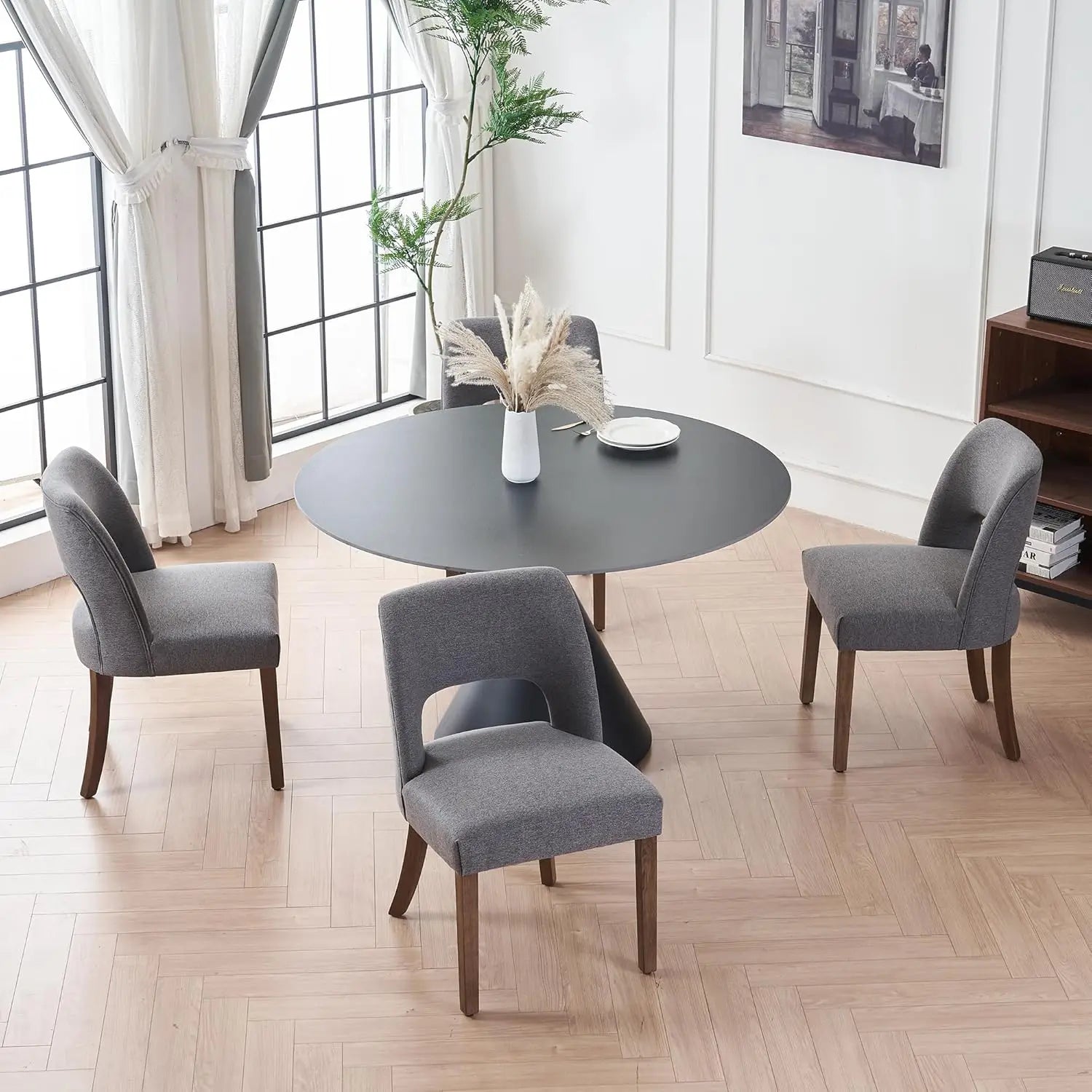 Wooden Upholstered Dining Chairs Set of 4