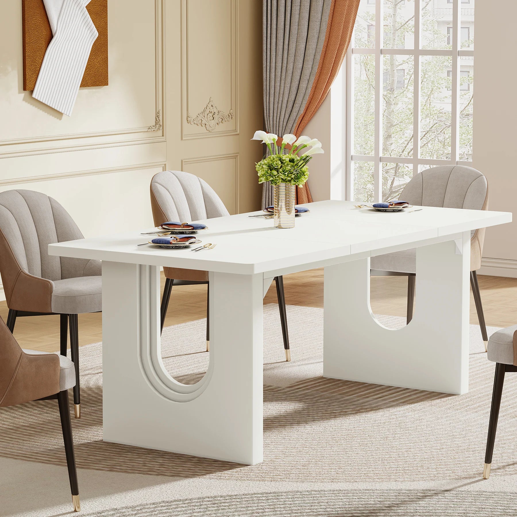 Tribesigns Modern Dining Table, 71" Large Kitchen Dining