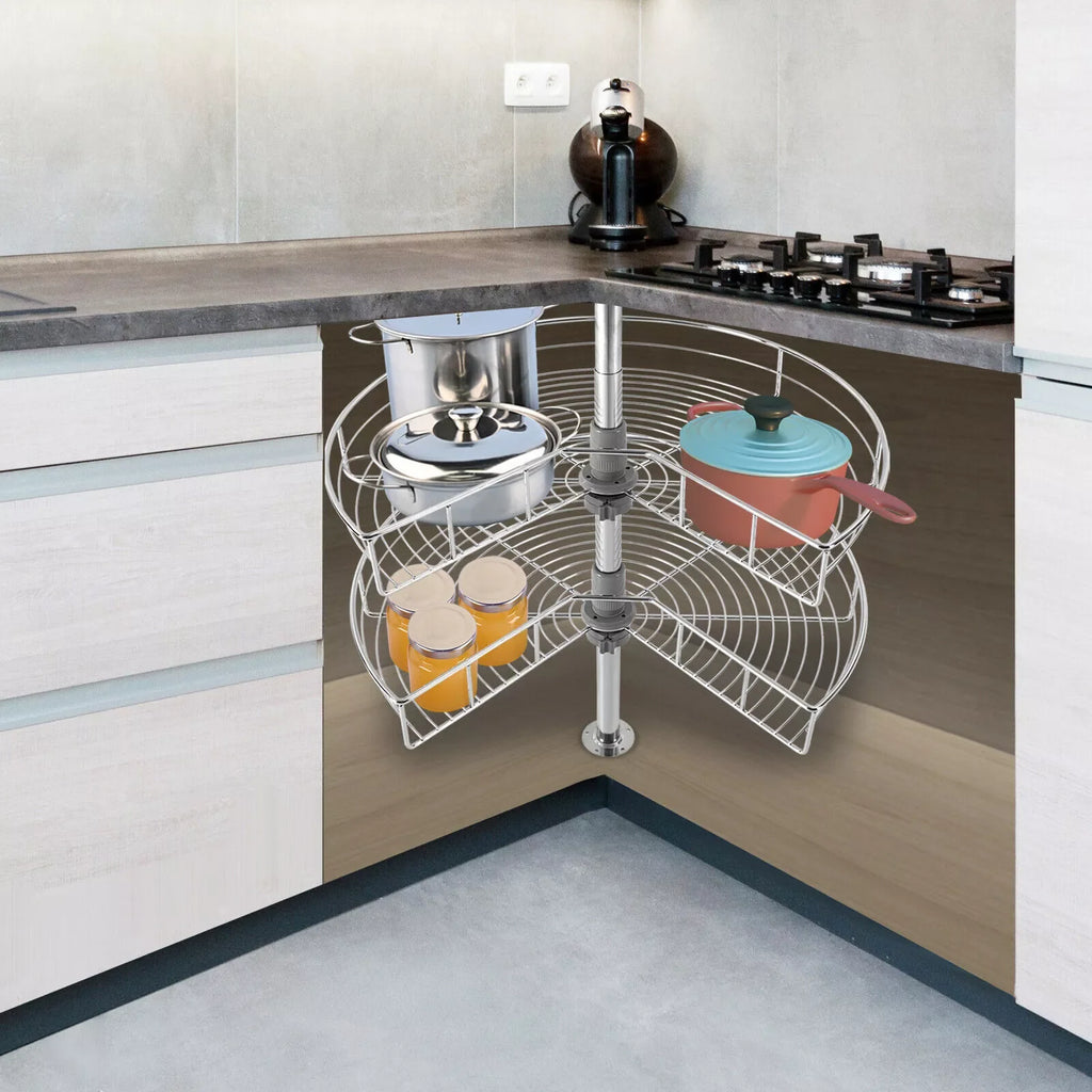 2-Shelf Base Cabinet Corner Organizer Rack