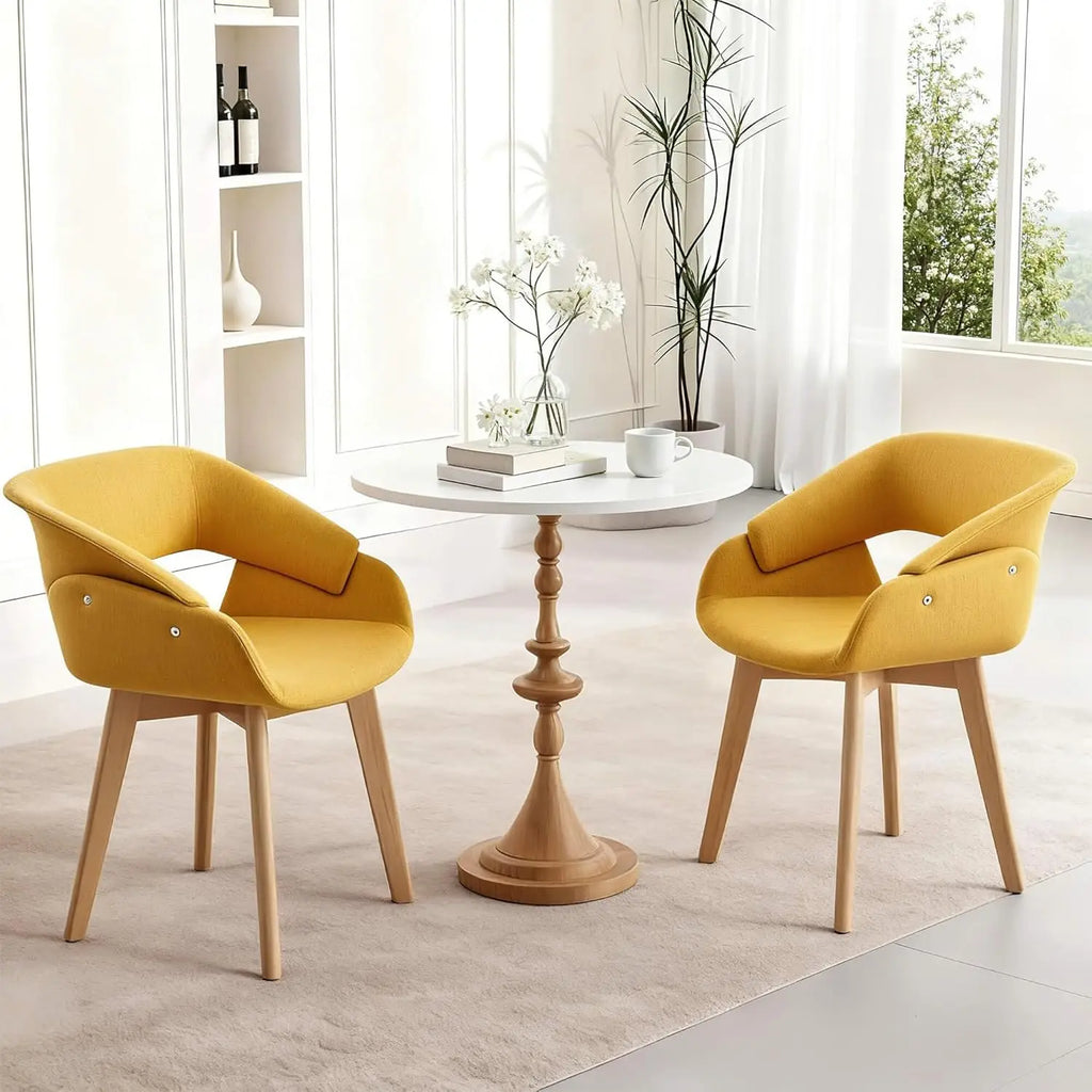 Dining Chairs Set of 2, Modern Upholstered Kitchen Chairs with Fabric Cushion and Solid Wood Legs.