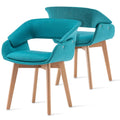 Dining Chairs Set of 2, Modern Upholstered Kitchen Chairs with Fabric Cushion and Solid Wood Legs.