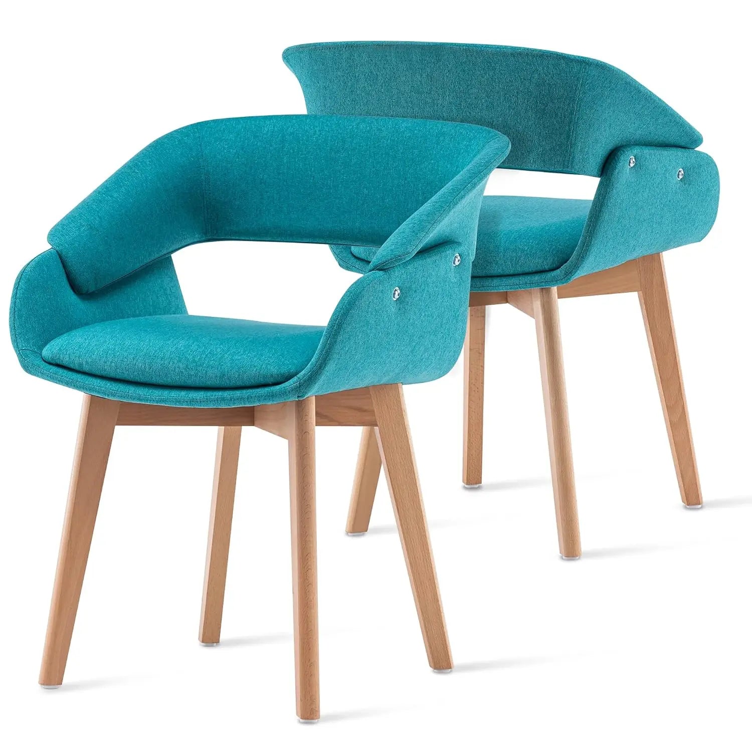 Dining Chairs Set of 2, Modern Upholstered Kitchen Chairs with Fabric Cushion and Solid Wood Legs.