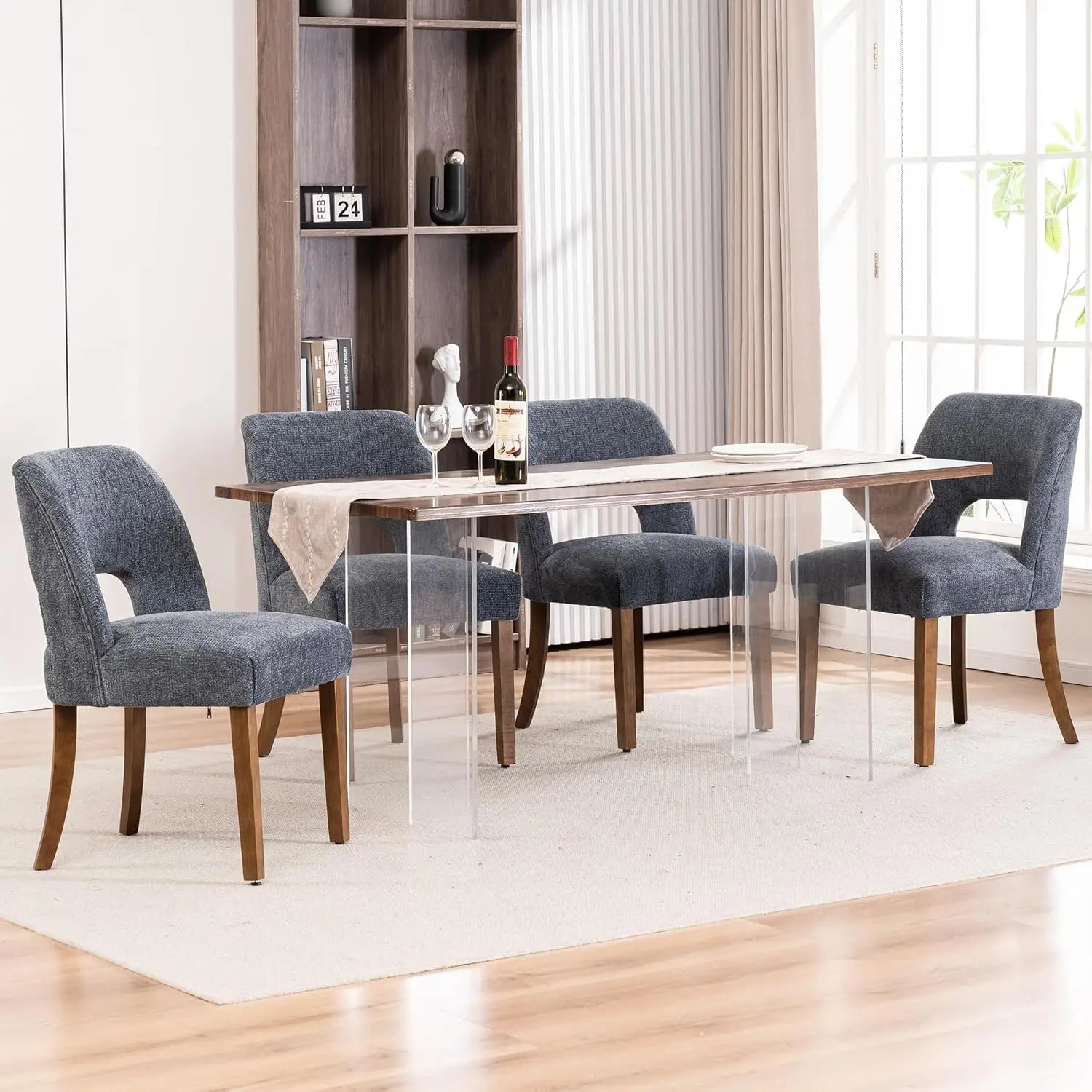 Wooden Upholstered Dining Chairs Set of 4