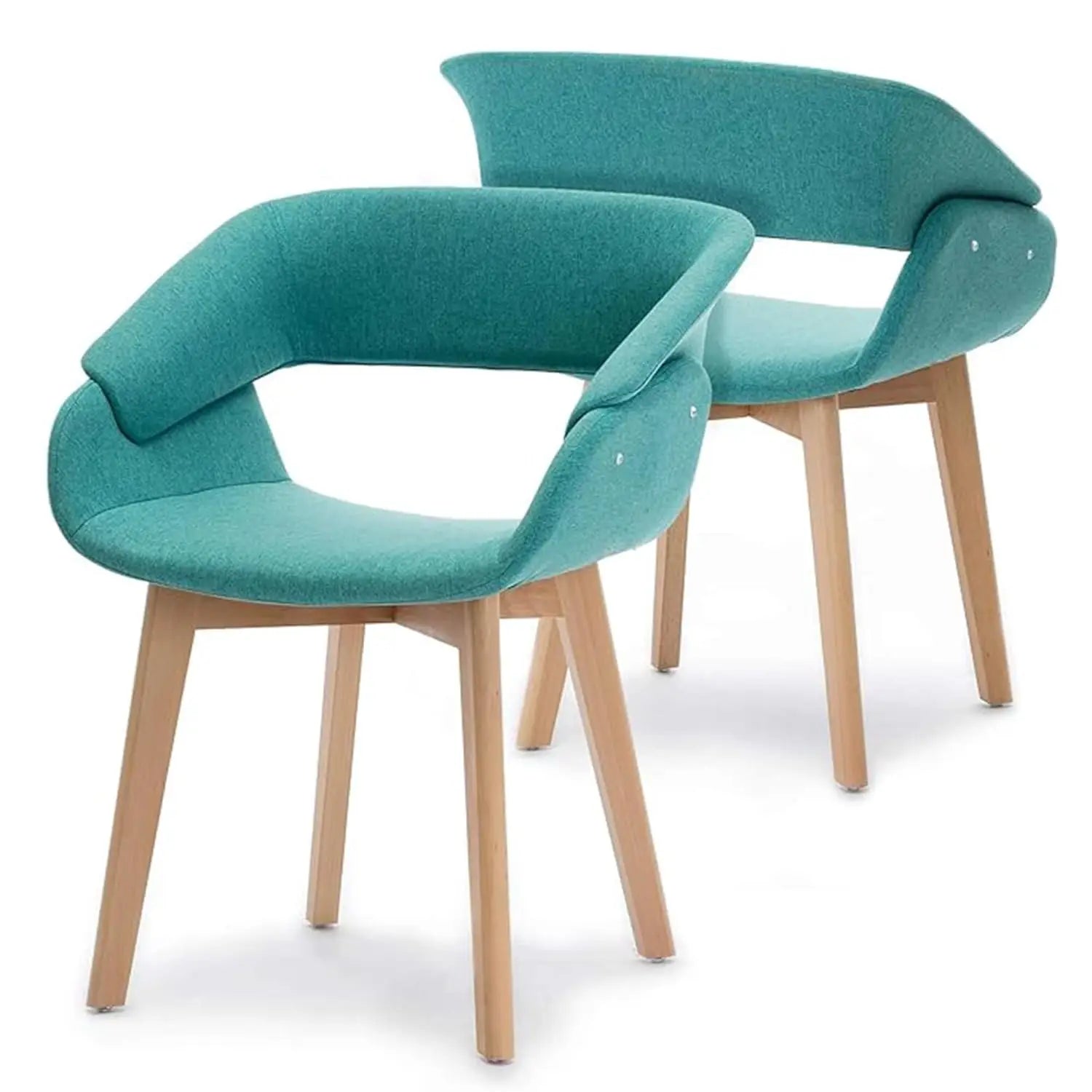 Dining Chairs Set of 2, Modern Upholstered Kitchen Chairs with Fabric Cushion and Solid Wood Legs.