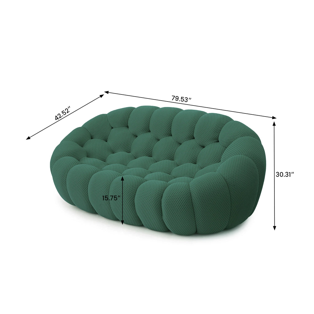 Sdorens 78'' Modern Curved Boneless Sofa Comfy 3D Knitted Fabric Loveseat Couch Football-Shaped.