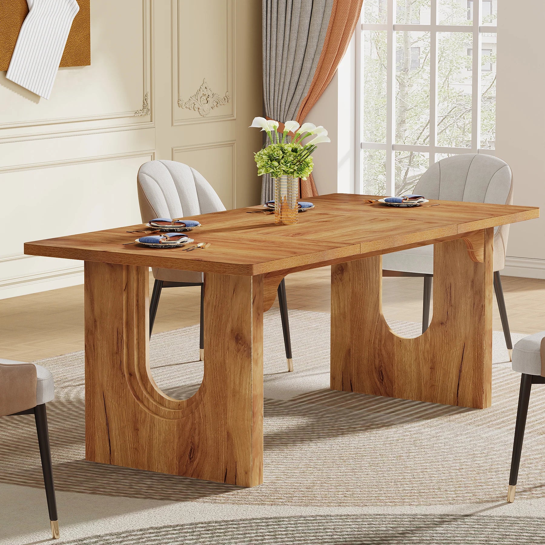 Tribesigns Modern Dining Table, 71" Large Kitchen Dining