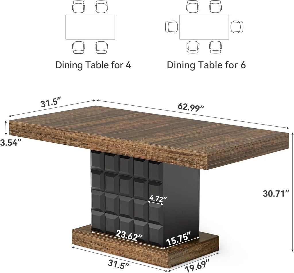 Modern Rectangular Dining Table for 4-6