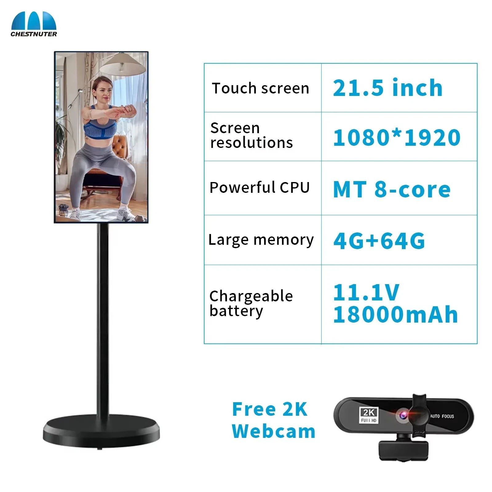 Touchscreen 21.5 Inch 4K Smart TV with Stand
