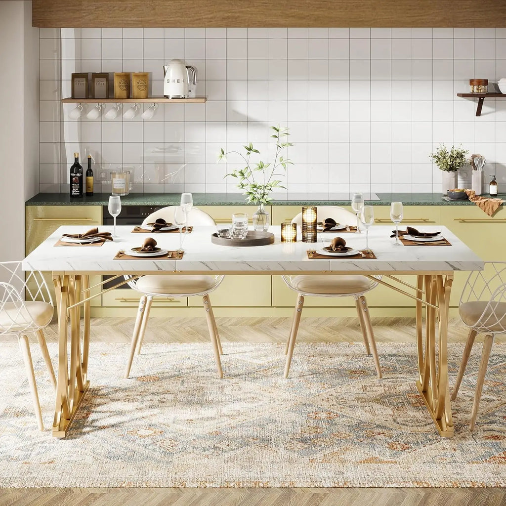 Modern Dining Table,Kitchen Table, Unique Rectangular Dinner Table