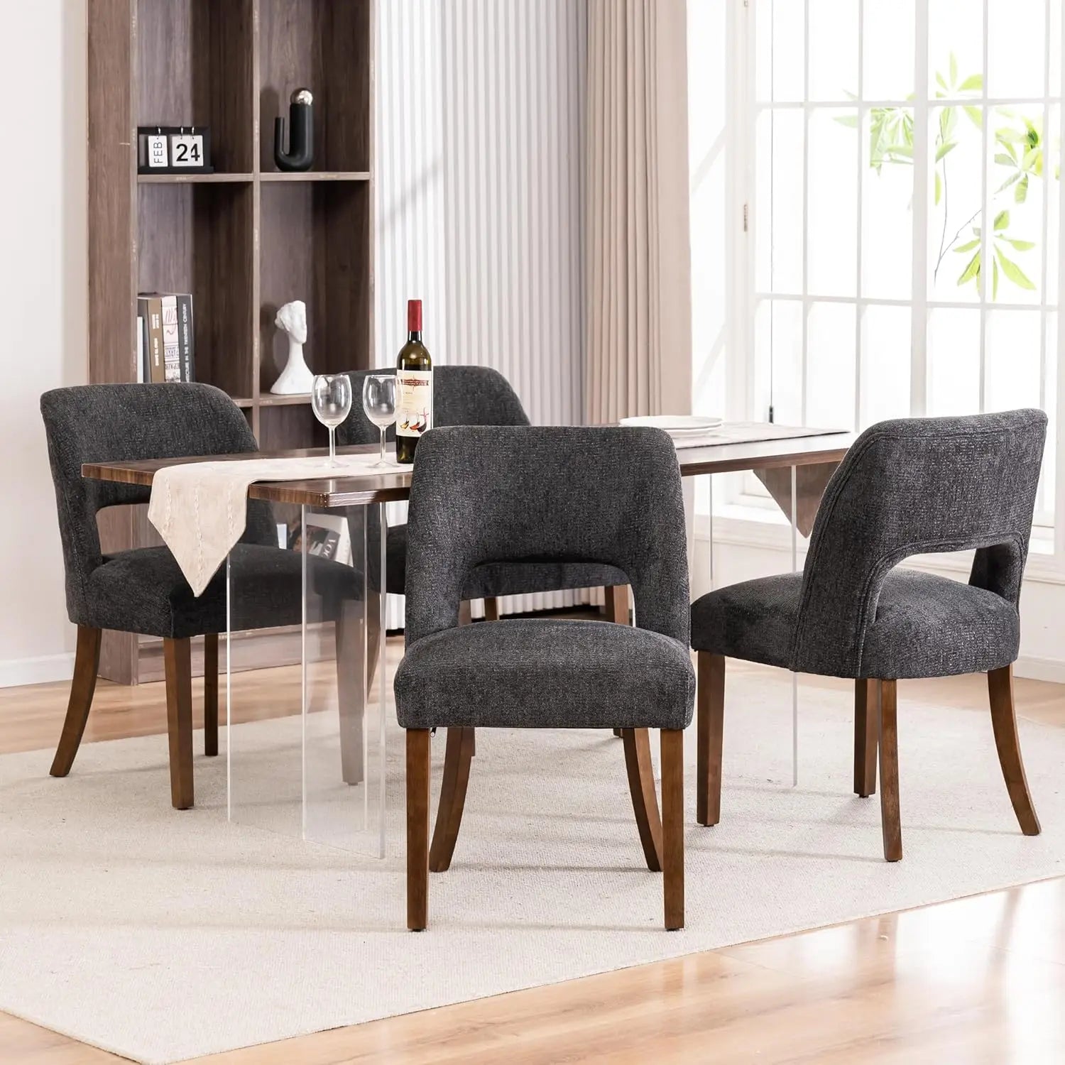 Wooden Upholstered Dining Chairs Set of 4