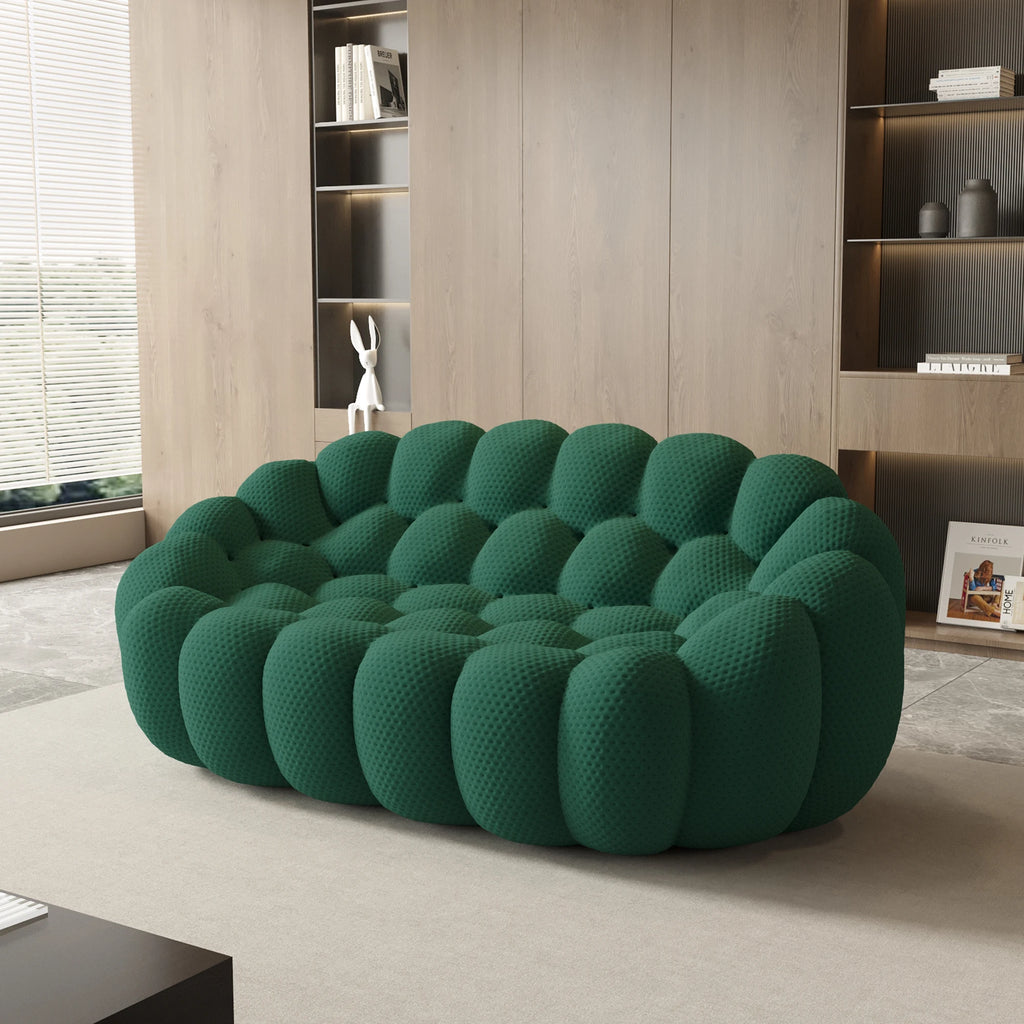 Sdorens 78'' Modern Curved Boneless Sofa Comfy 3D Knitted Fabric Loveseat Couch Football-Shaped.