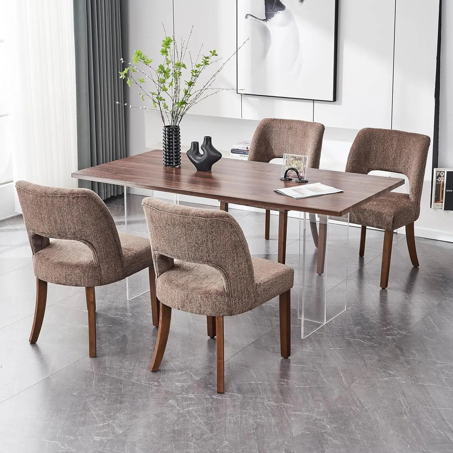 Wooden Upholstered Dining Chairs Set of 4