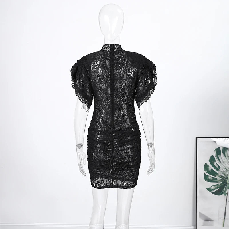 Fly Sleeve O-neck Evening Solid Dresses