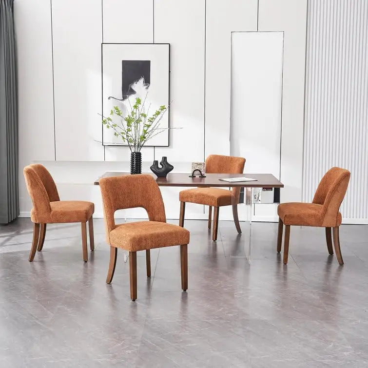 Wooden Upholstered Dining Chairs Set of 4