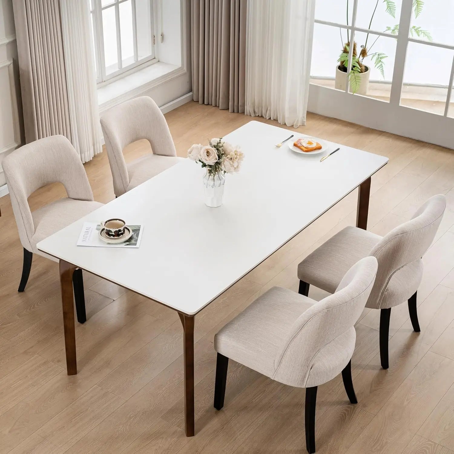 Wooden Upholstered Dining Chairs Set of 4
