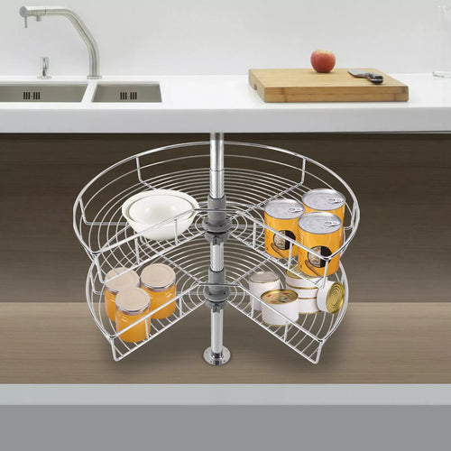 2-Shelf Base Cabinet Corner Organizer Rack