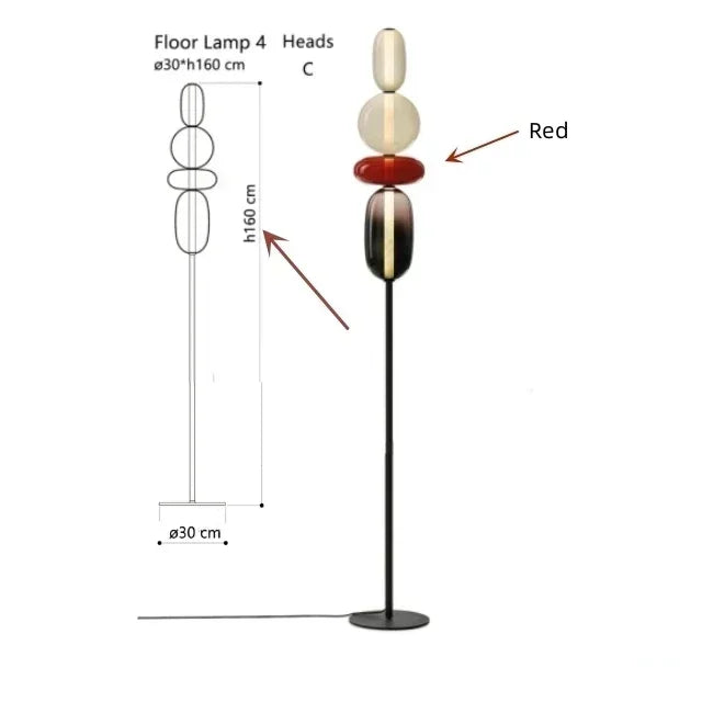 Modern Italian Colored Glass LED Floor Light