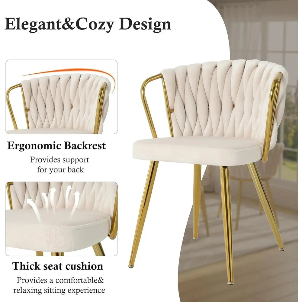 Elegant Glass Dining Set for 4 with Beige Velvet Chairs and Gold Base