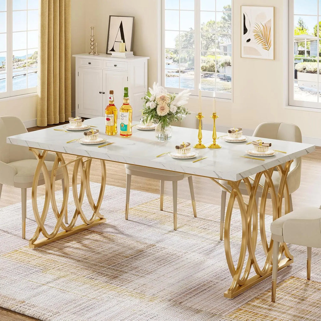 Modern Dining Table,Kitchen Table, Unique Rectangular Dinner Table