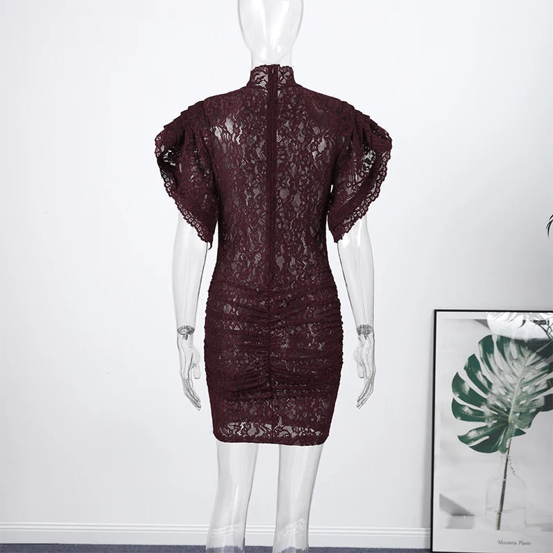 Fly Sleeve O-neck Evening Solid Dresses