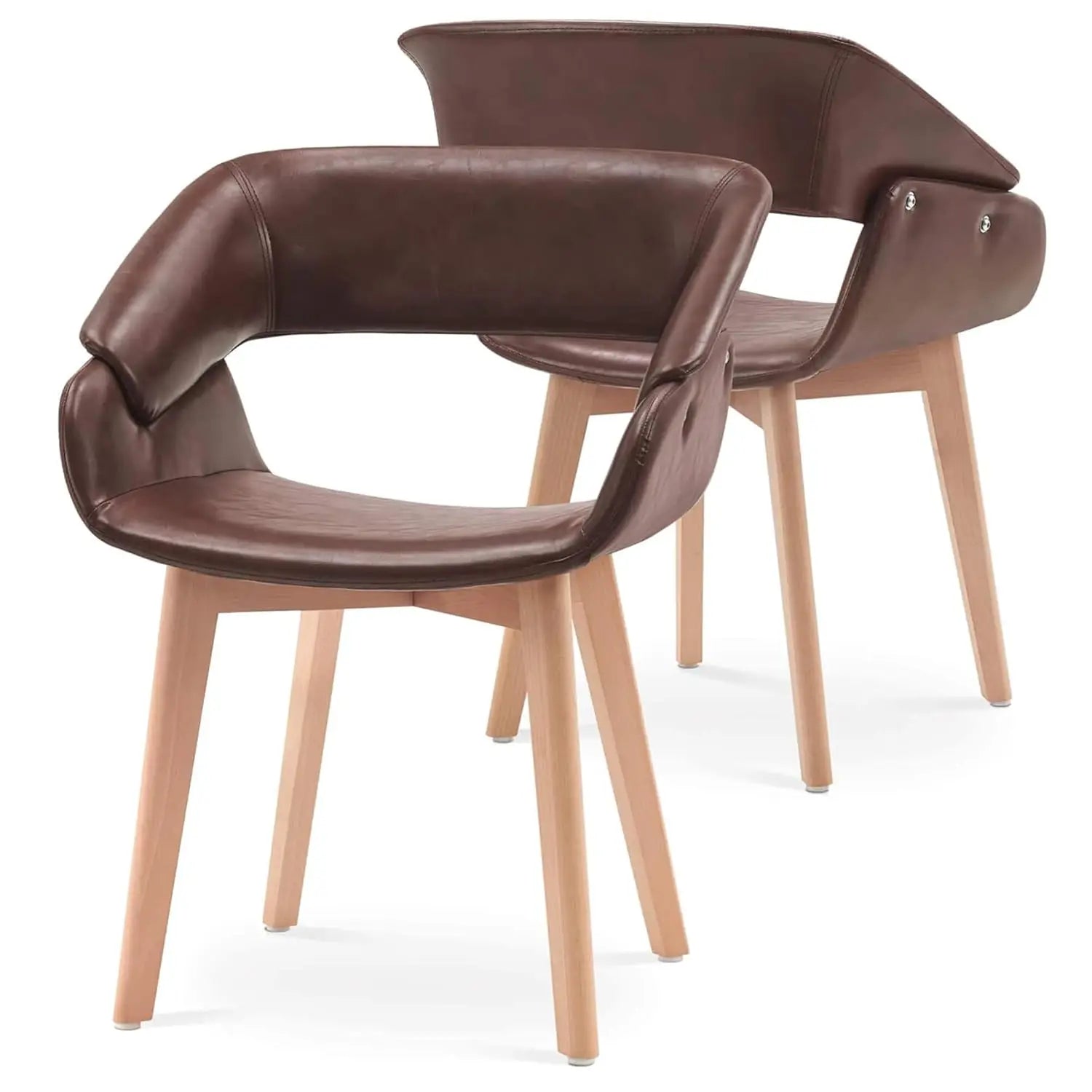 Dining Chairs Set of 2, Modern Upholstered Kitchen Chairs with Fabric Cushion and Solid Wood Legs.