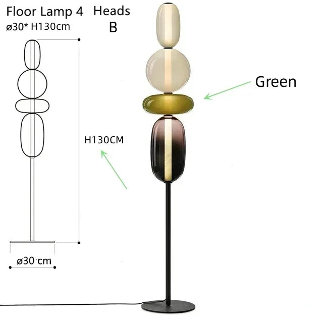 Modern Italian Colored Glass LED Floor Light