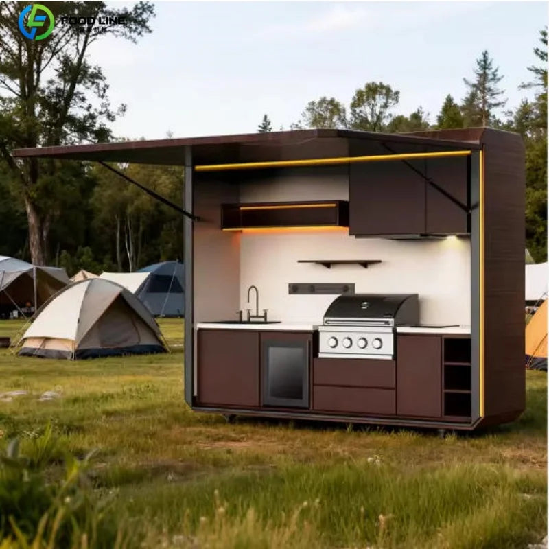 Outdoor kitchen shed, Weatherproof Modular Outdoor Kitchen with Barbecue and Sink for Garden Spaces
