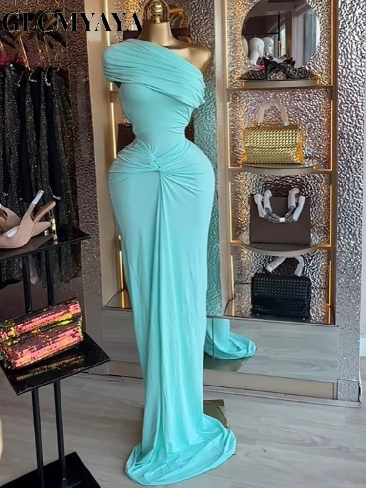 CM.YAYA Women Wraped Waist One Shoulder