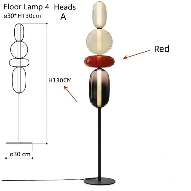 Modern Italian Colored Glass LED Floor Light
