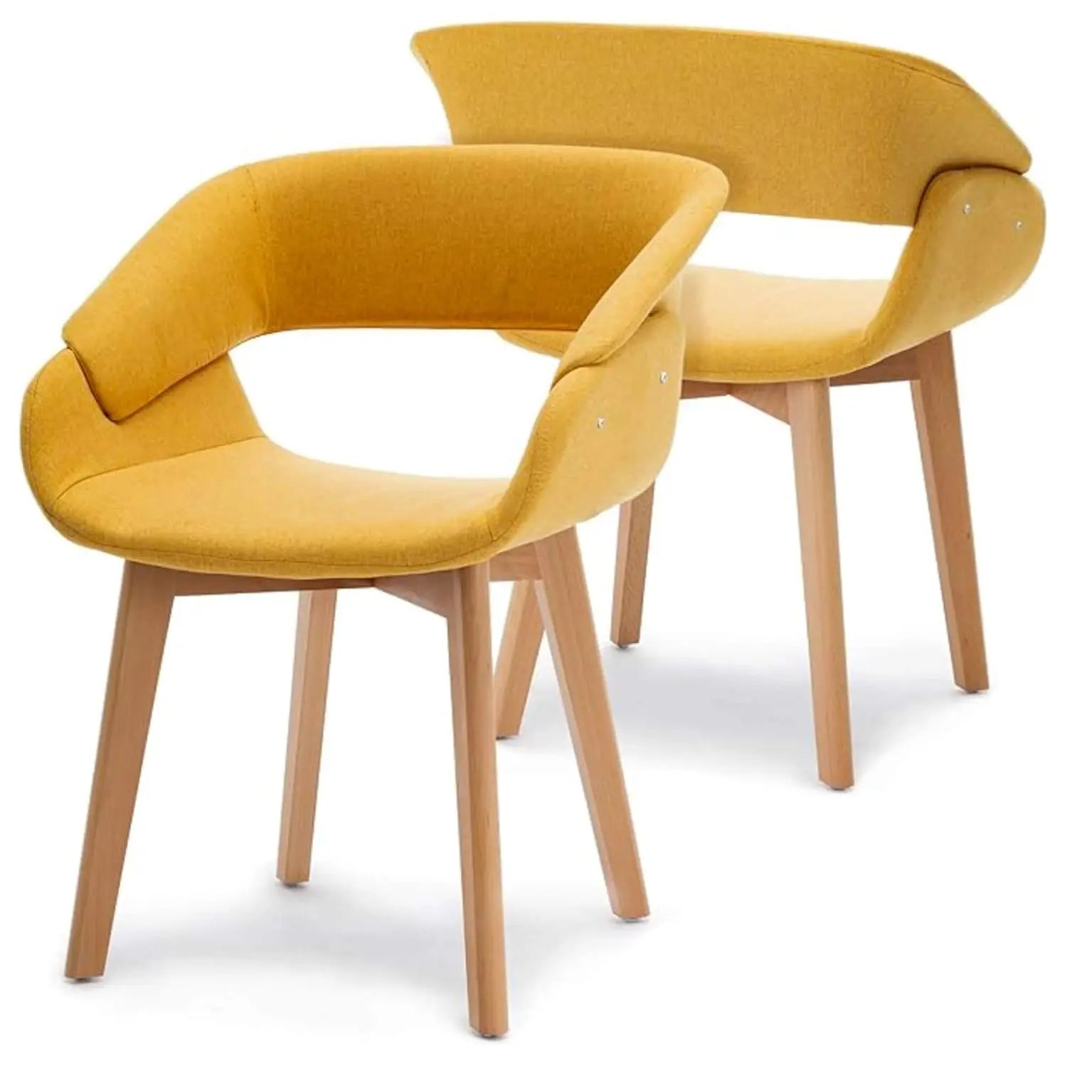 Dining Chairs Set of 2, Modern Upholstered Kitchen Chairs with Fabric Cushion and Solid Wood Legs.
