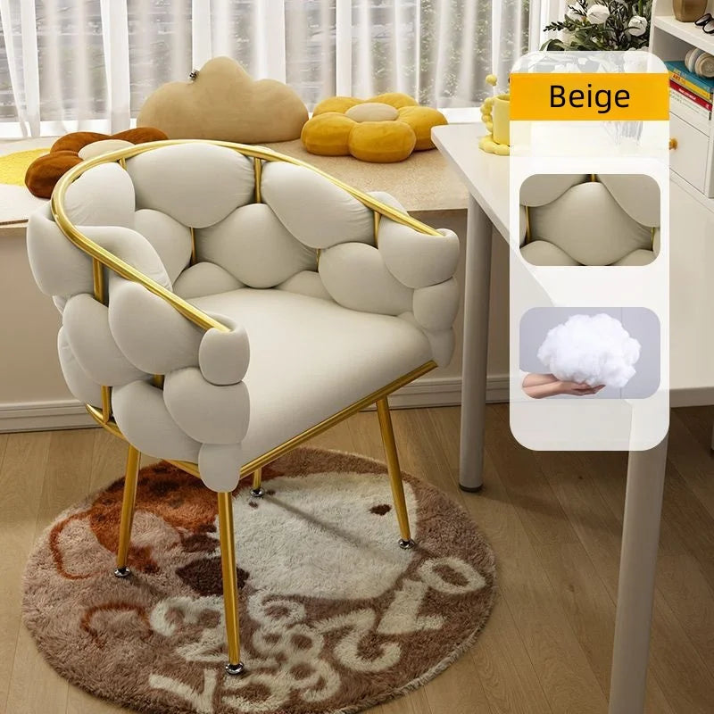 Nordic Metal Living Room Chair For Living Room Soft Upholstered Backrest Chairs Light Luxury Back Leisure Household Armchair