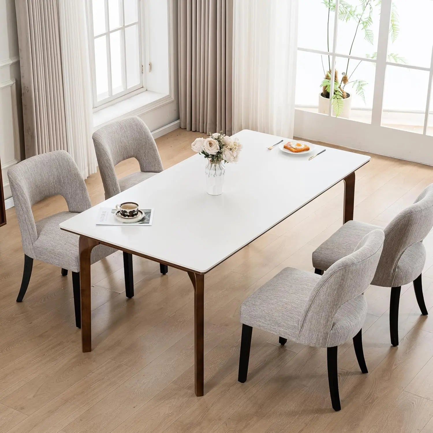 Wooden Upholstered Dining Chairs Set of 4
