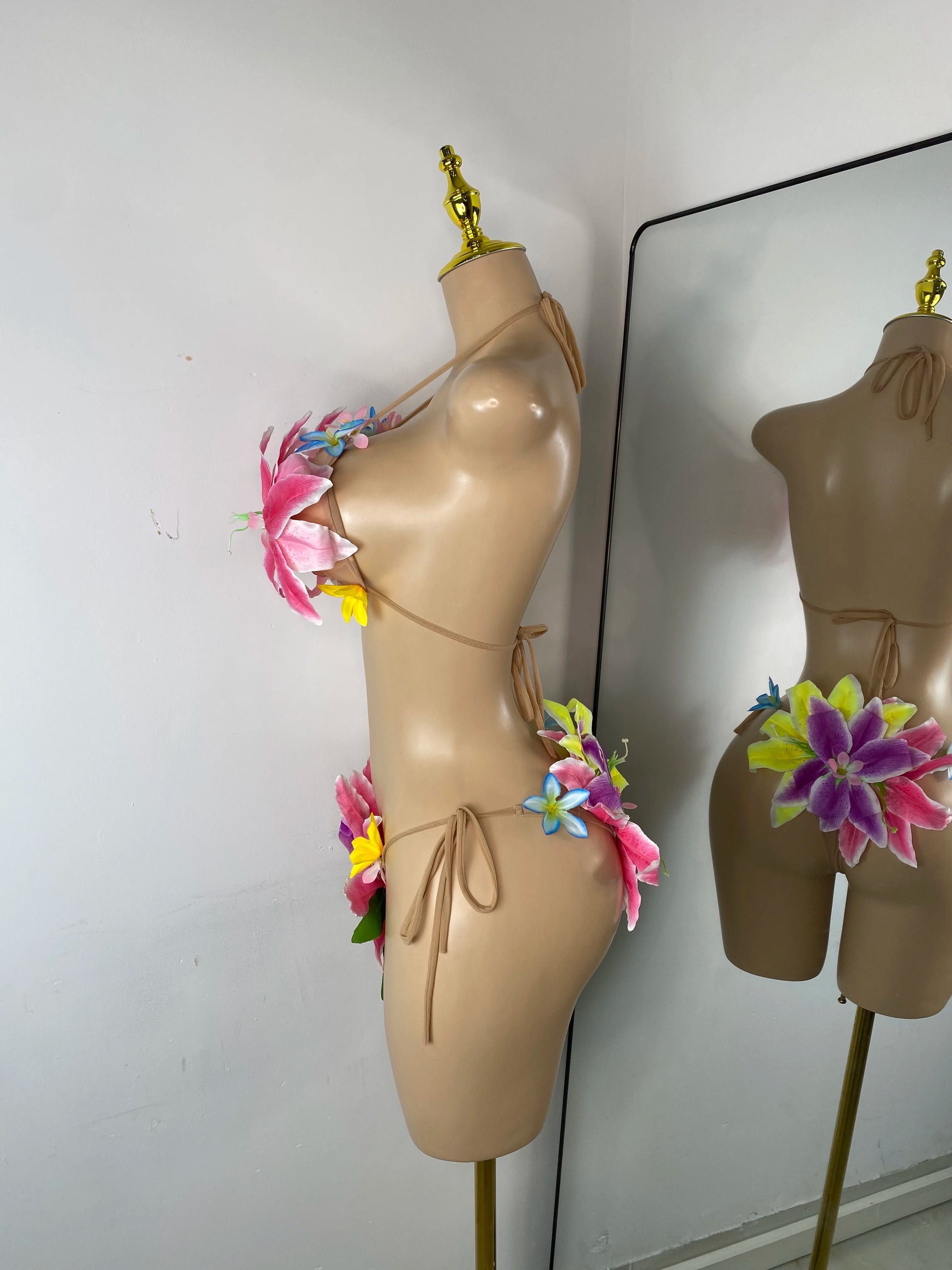 Handmade Flower Two Piece Swimsuit