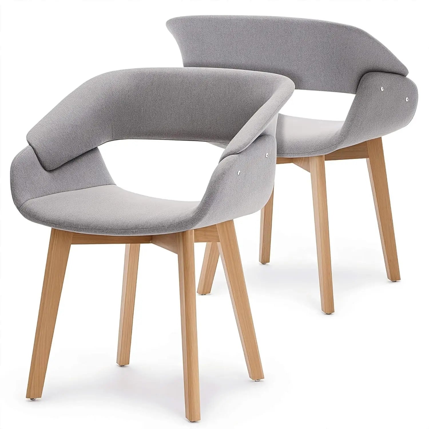 Dining Chairs Set of 2, Modern Upholstered Kitchen Chairs with Fabric Cushion and Solid Wood Legs.