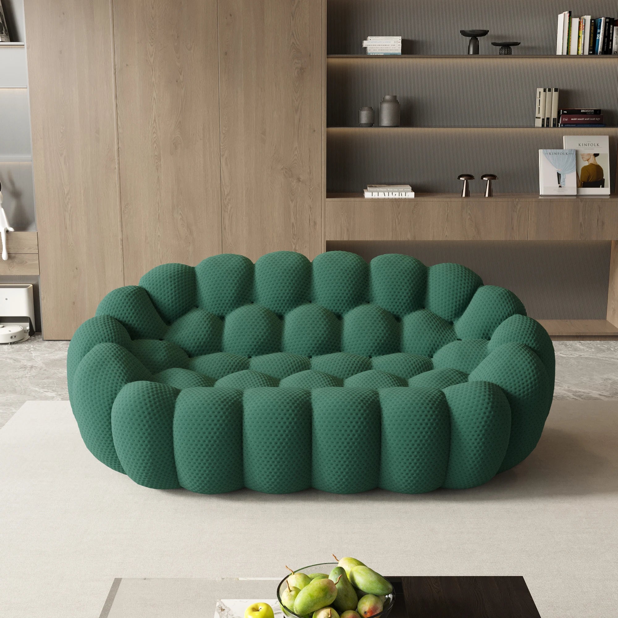 Sdorens 78'' Modern Curved Boneless Sofa Comfy 3D Knitted Fabric Loveseat Couch Football-Shaped.