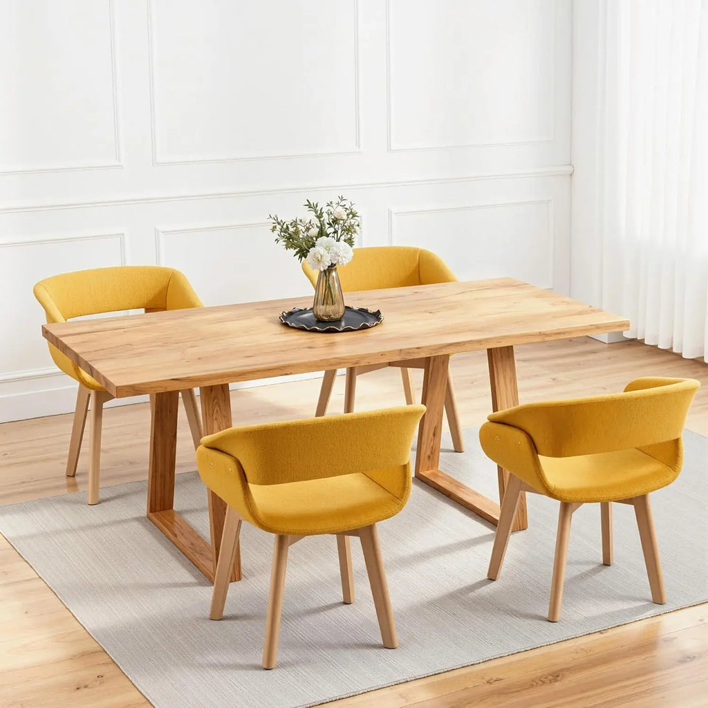 Dining Chairs Set of 2, Modern Upholstered Kitchen Chairs with Fabric Cushion and Solid Wood Legs.
