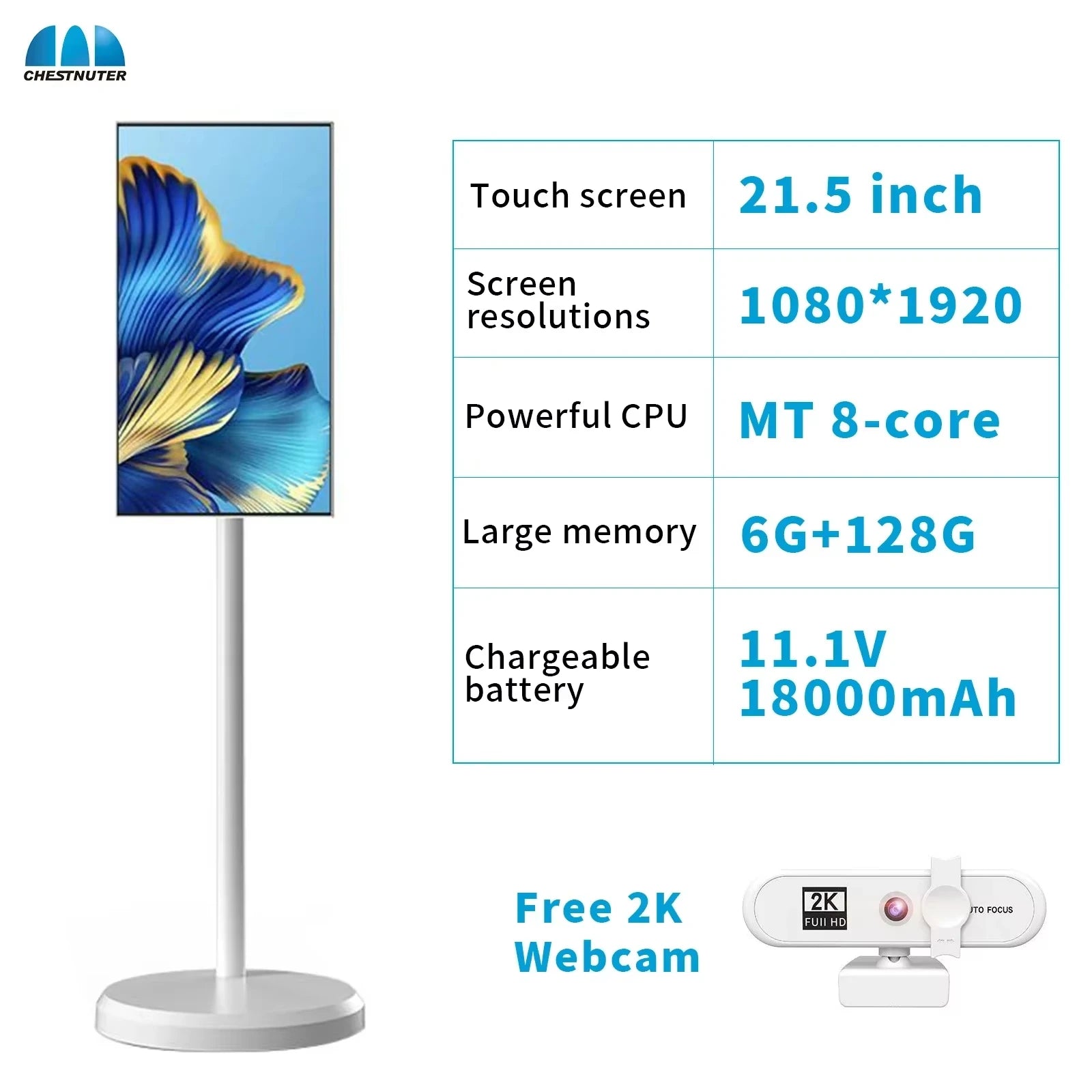 Touchscreen 21.5 Inch 4K Smart TV with Stand