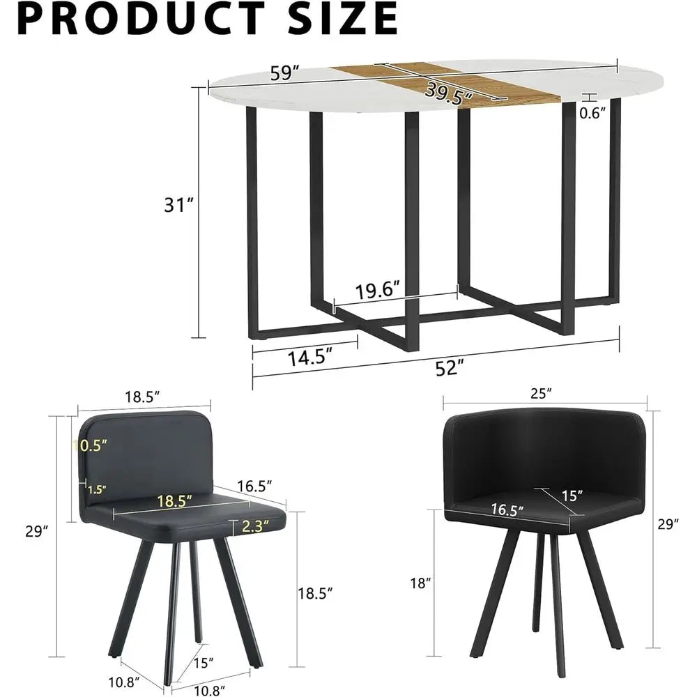 6-Seat Oval Dining Table Set with Cushioned Chairs