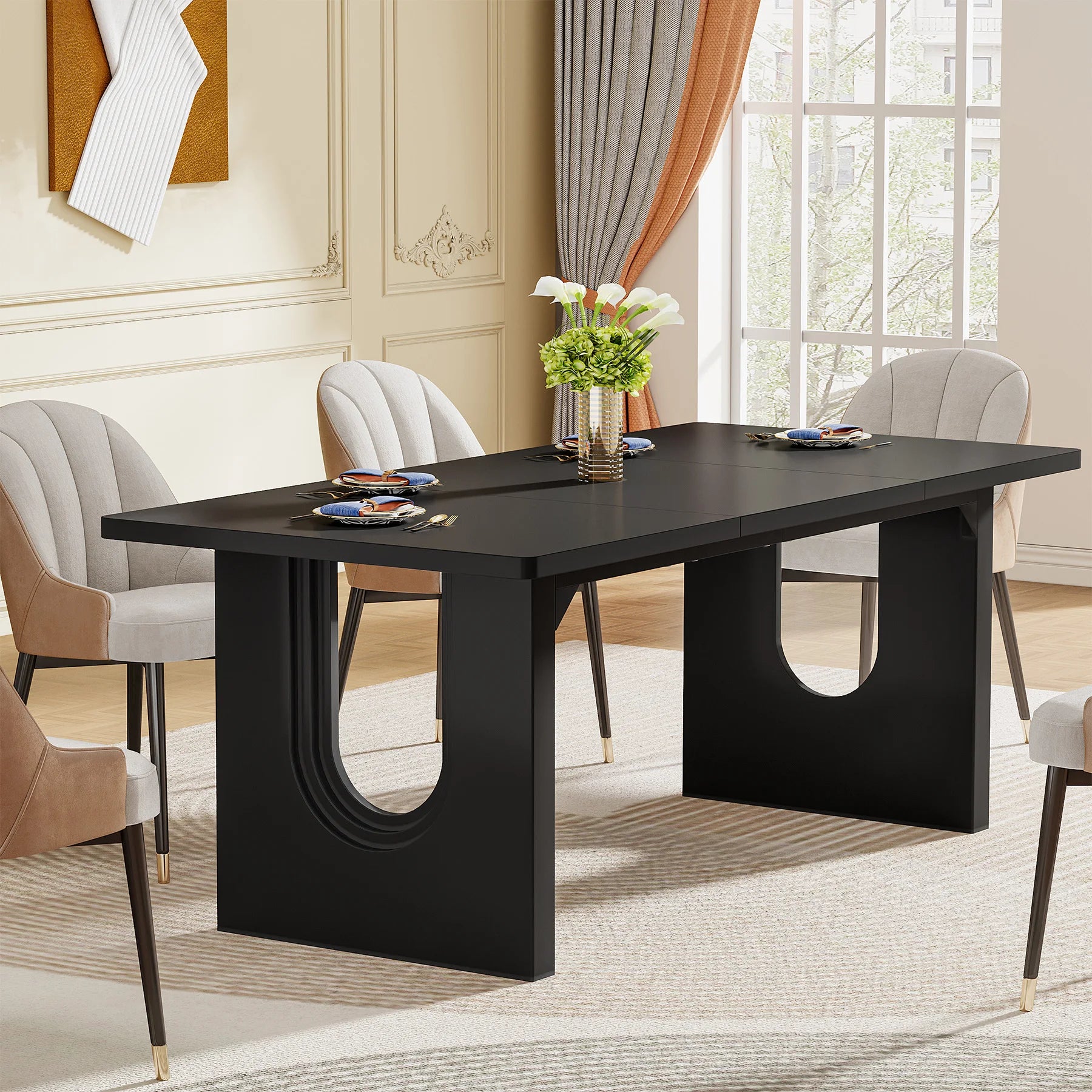 Tribesigns Modern Dining Table, 71" Large Kitchen Dining