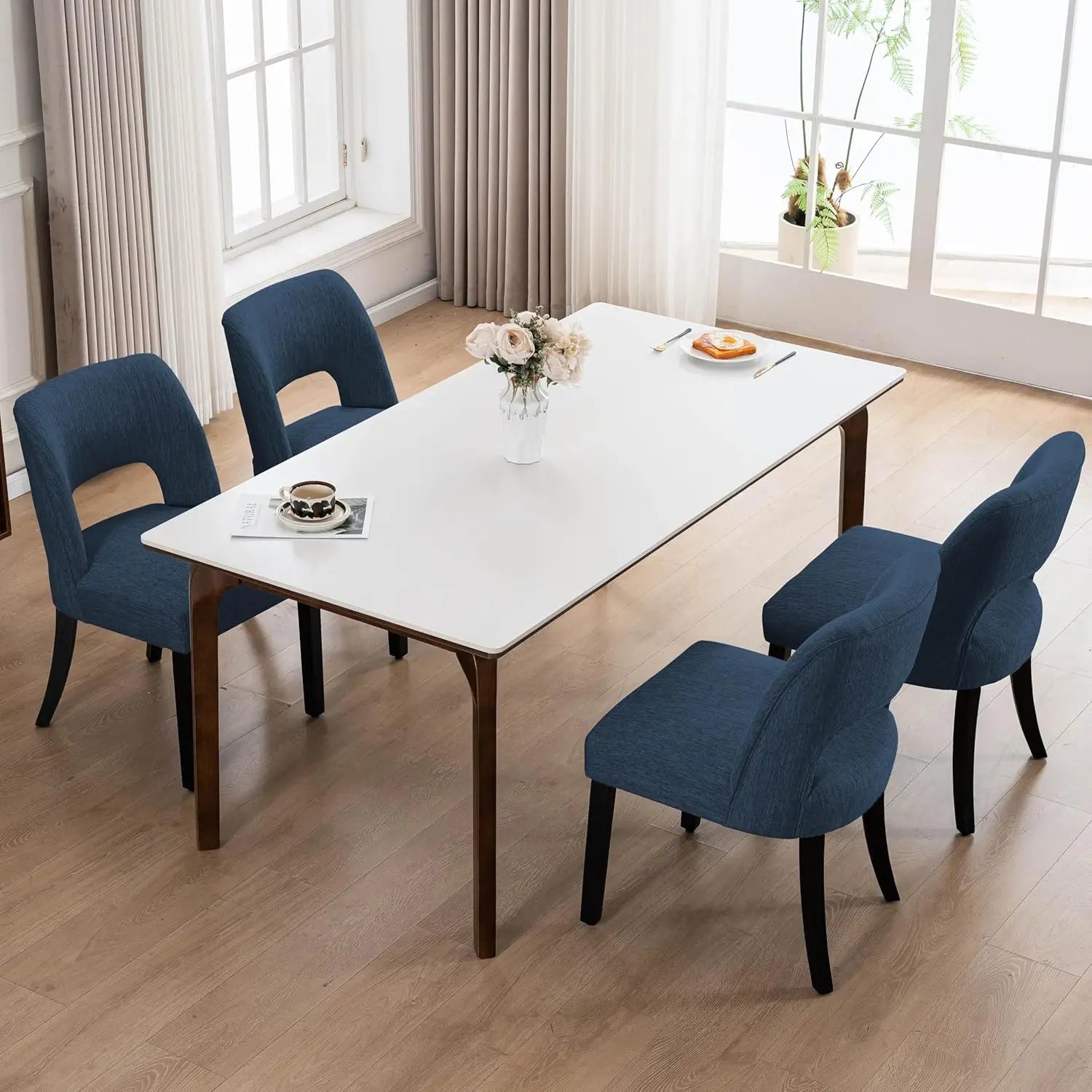 Wooden Upholstered Dining Chairs Set of 4