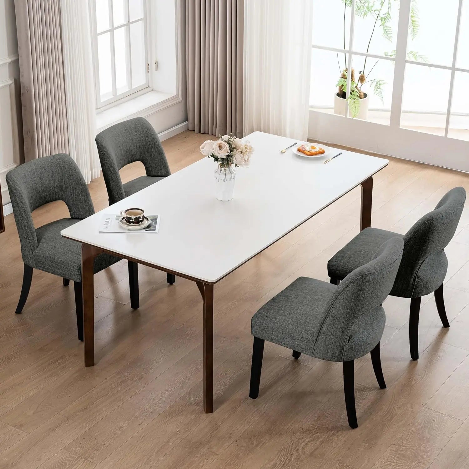 Wooden Upholstered Dining Chairs Set of 4
