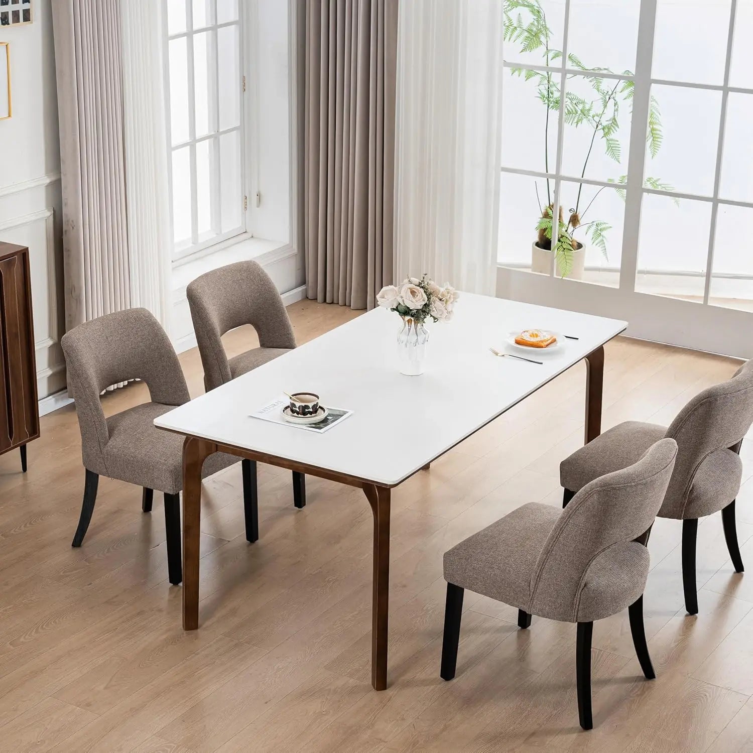 Wooden Upholstered Dining Chairs Set of 4