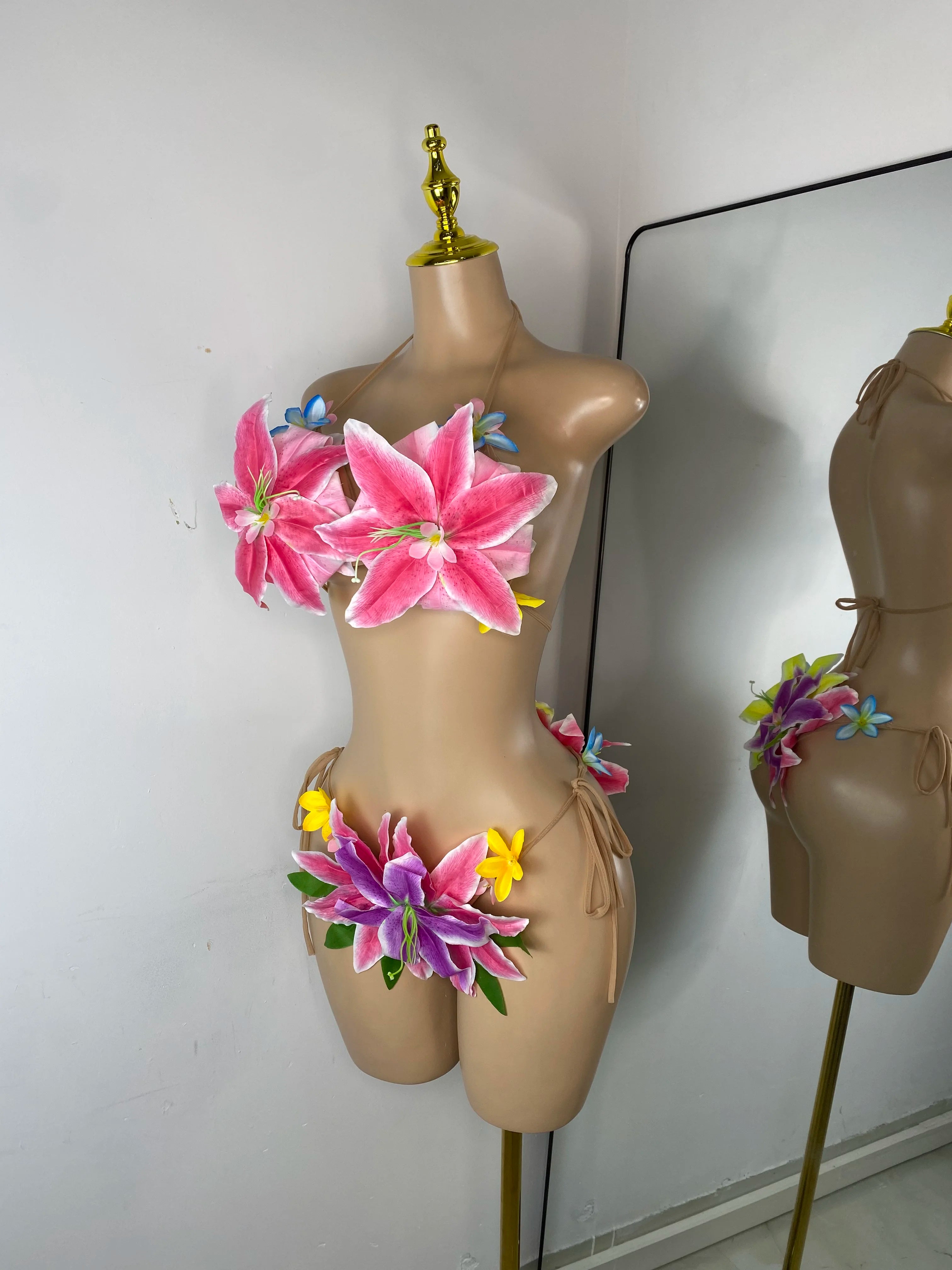 Handmade Flower Two Piece Swimsuit